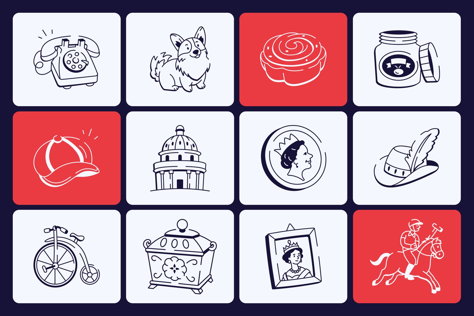 English Doodle Icon Set