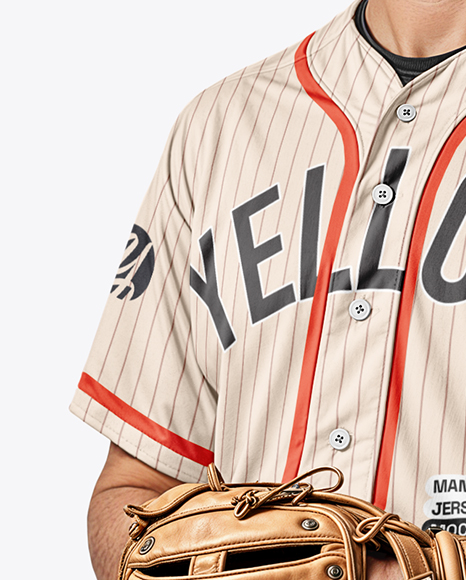 Man Wearing a Full Baseball Kit with Pitcher's Glove Mockup