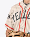 Man Wearing a Full Baseball Kit with Pitcher's Glove Mockup