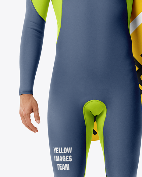 Surfer in Wetsuit with Shortboard Mockup