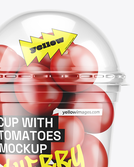Plastic Cup with Cherry Tomatoes Mockup