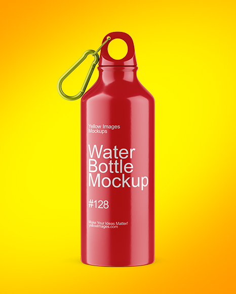 Aluminum Water Bottle with Glossy Finish Mockup
