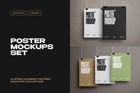 Clipped Poster Mockups Set - Product Mockups