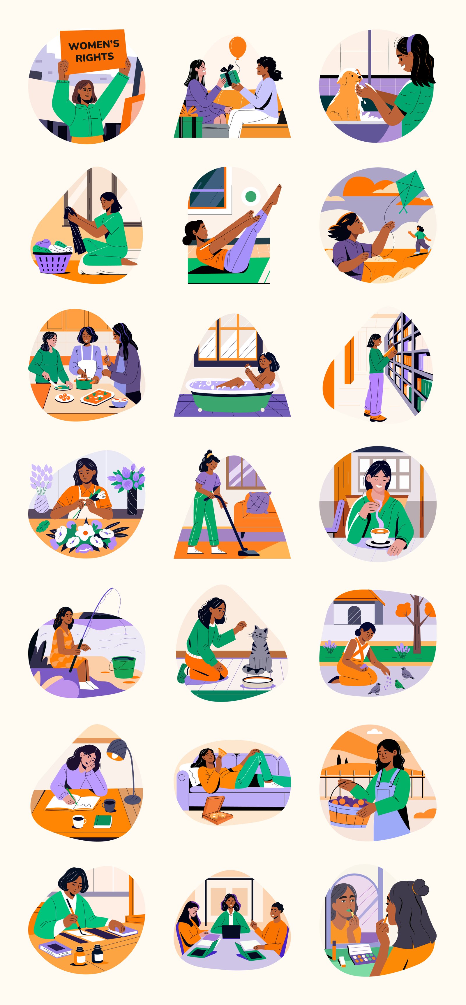 Girl Life Illustration Set