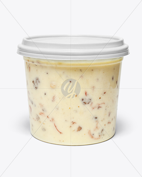 Plastic Container with Clam Chowder Mockup