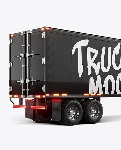 Truck Semi Trailer Mockup - Back Half Side View