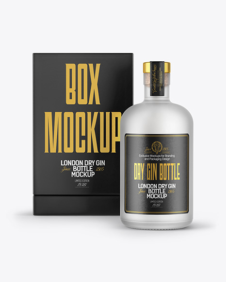 Frosted Glass Bottle with Box Mockup - Glass bottle mockup
