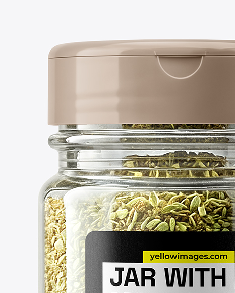 Plastic Jar with Marjoram Spice Mockup