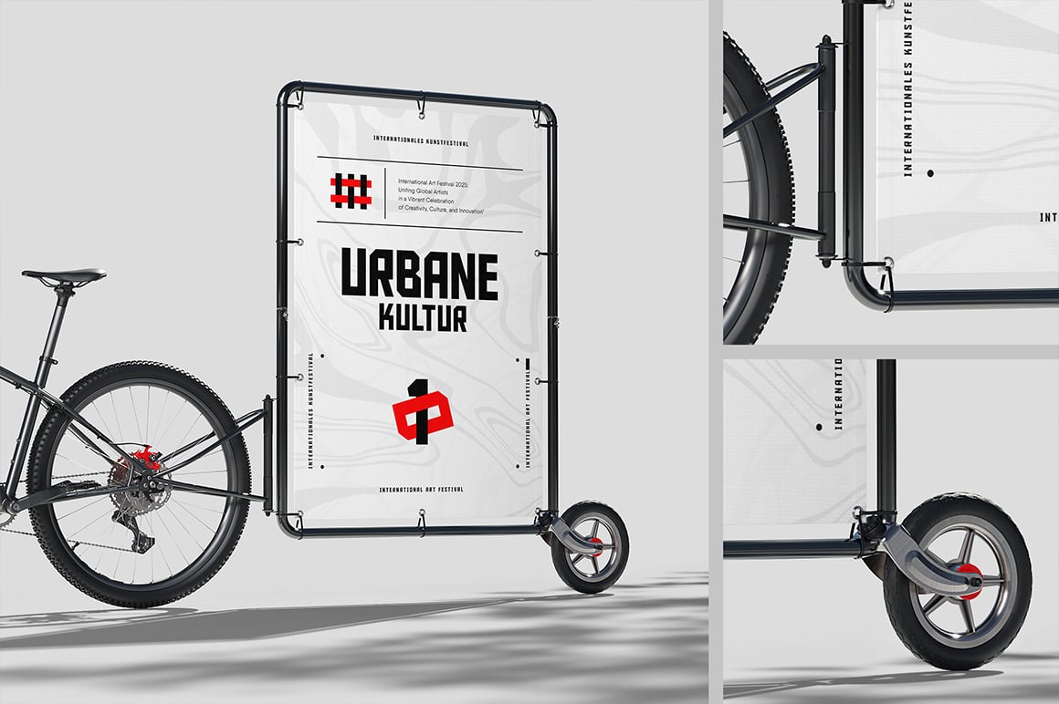 Advertising Bicycle Trailer Mockup
