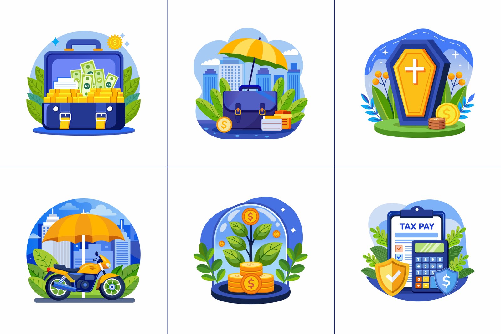 Insurance Illustration Art Set