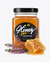Square Glass Jar with Heather Honey Mockup