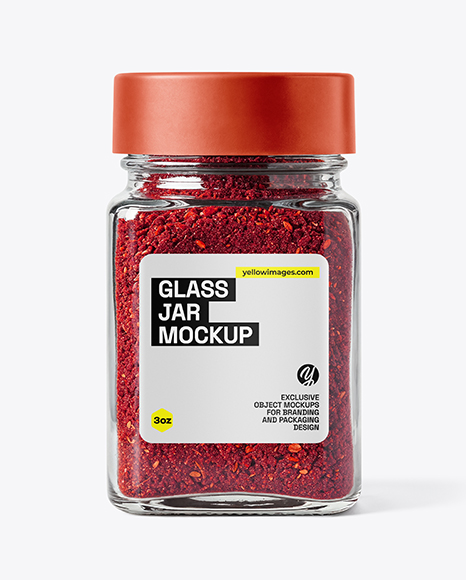 Square Glass Jar with Sumac Spice Mockup - Realistic mockups