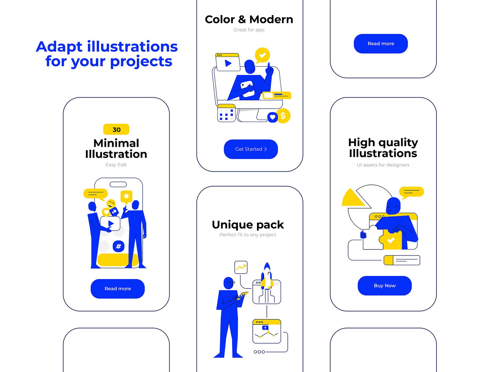 Flat Business Illustration Pack – Bold Blue &amp; Yellow