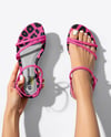 Strappy Sandals on Women's Legs Mockup