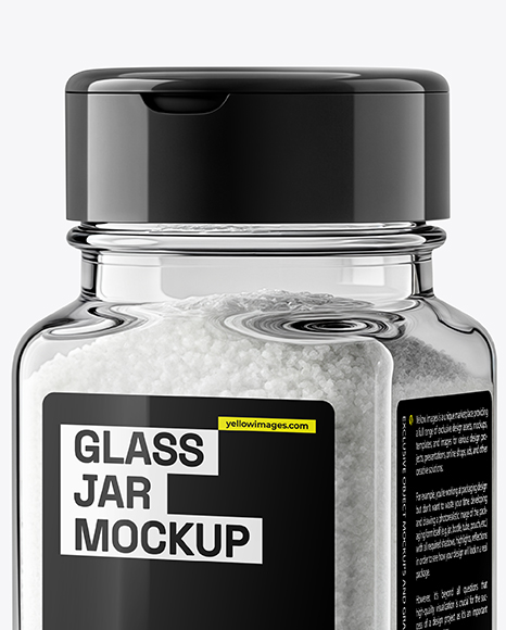 Square Glass Jar with Fine Salt Mockup