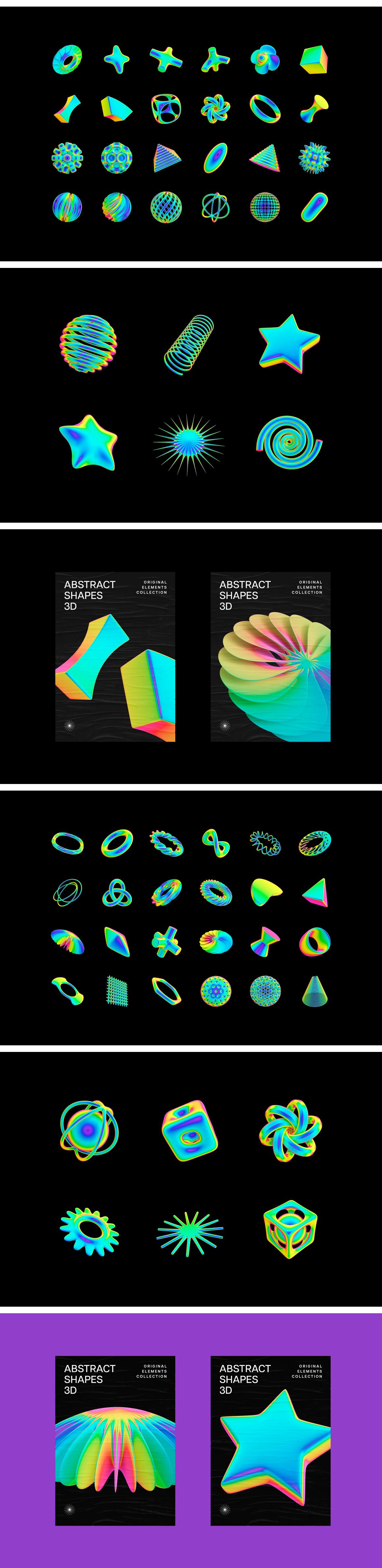 Neon Spectrum 3D Shapes