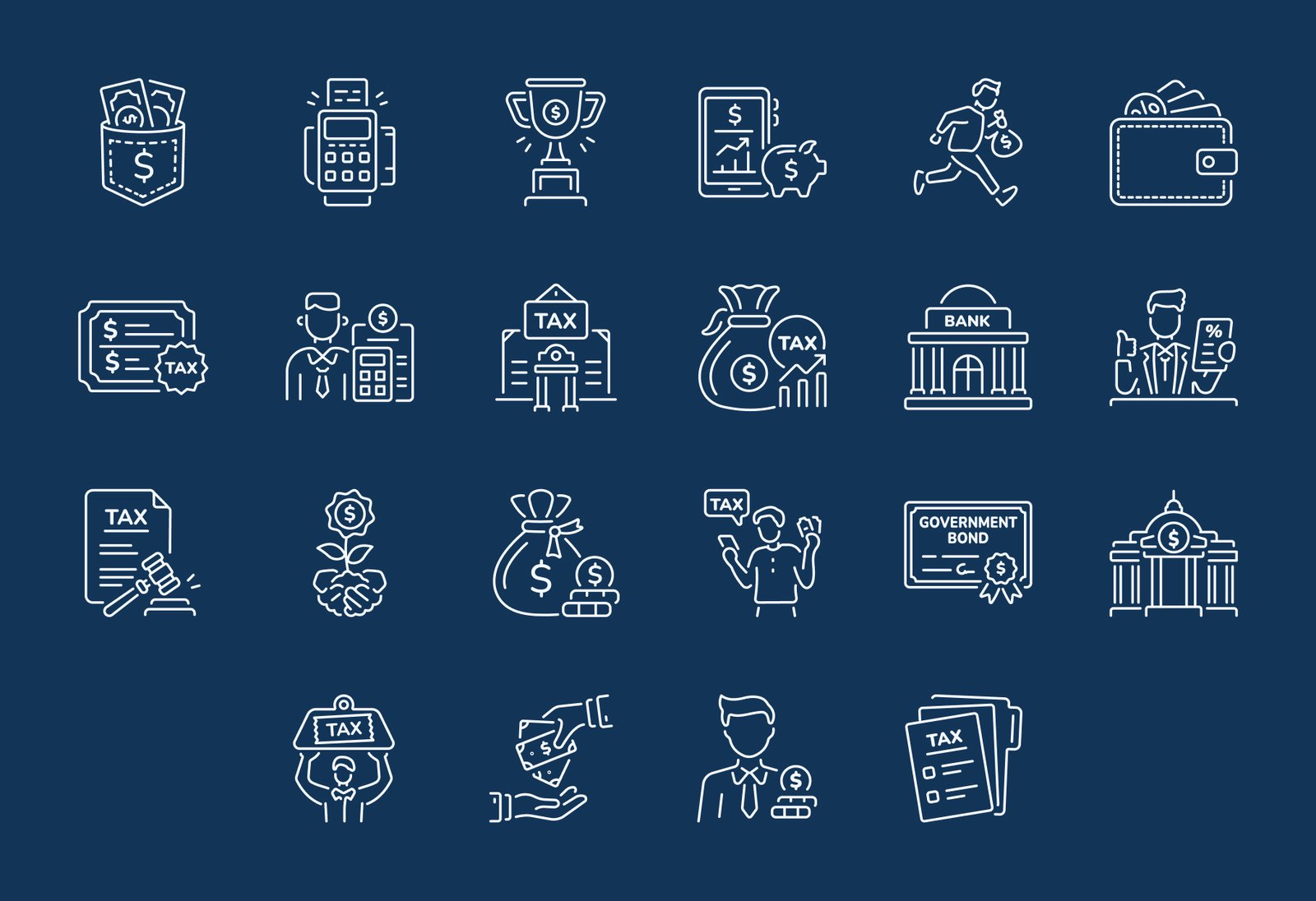 Money and Taxation Icon Set