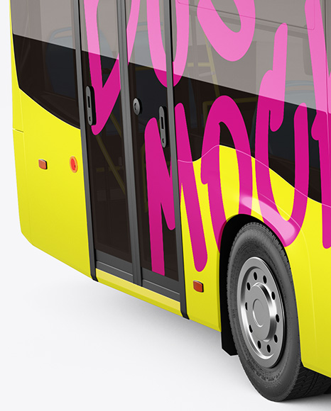 City Bus Mockup - Front Half Side View