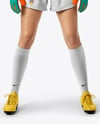 Female Soccer Goalkeeper Wearing Long Sleeve Jersey and Shorts Mockup