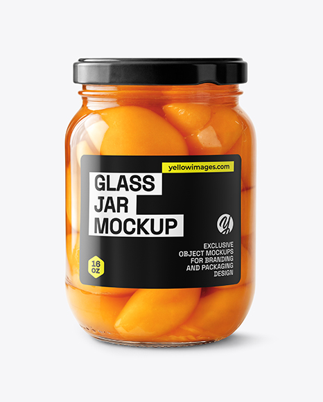 Clear Glass Jar filled Canned Peach Mockup - Frosted glass mockup