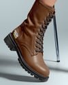 Combat Boots on Women's Legs with Dress Mockup