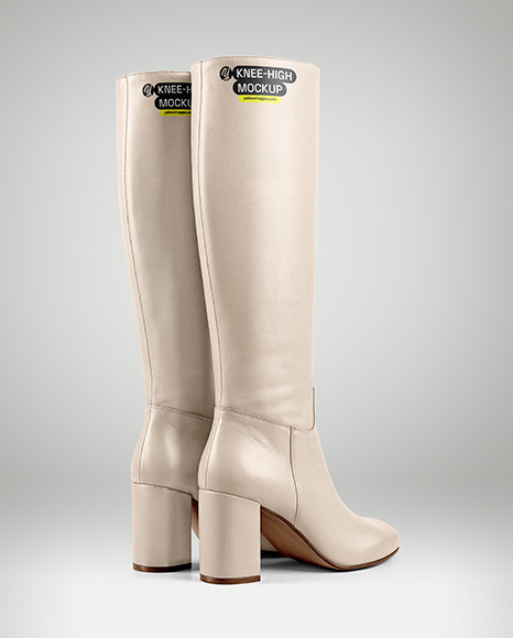 Pair of Women's High-Knee Boot Mockup