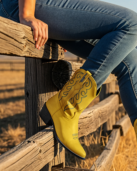 Cowboy Boots on Women's Legs Mockup