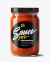 Glass Jar with Marinara Sauce Mockup