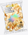 Clear Plastic Snack Bags with Potato Chips Mockup