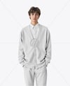 Young Man Wearing Cardigan and Shirt Mockup