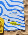 Beach Blanket with Straw Hat and Flip-Flops Mockup