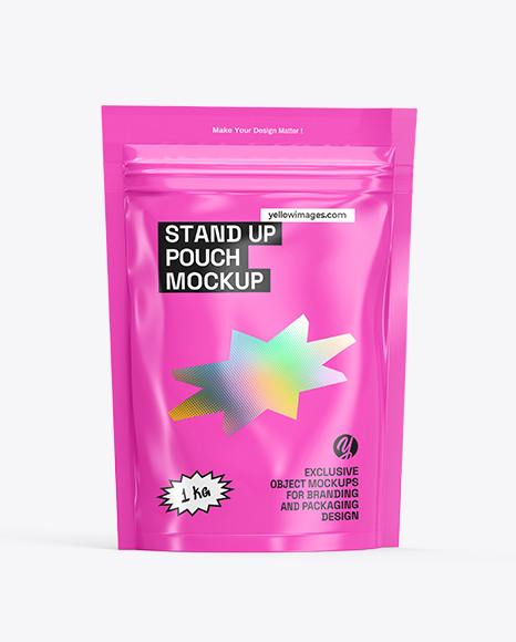 Glossy Stand-Up Pouch Mockup