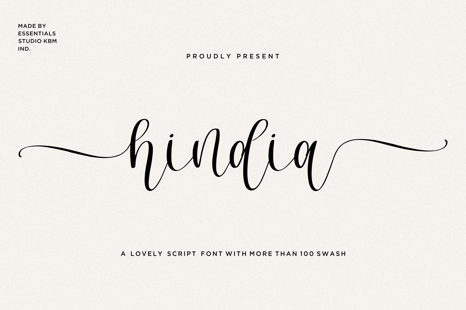 Hindia - Handwritten Script With Swash TailsHindia is an exquisite handwritten font, masterfully des - Fancy script fonts