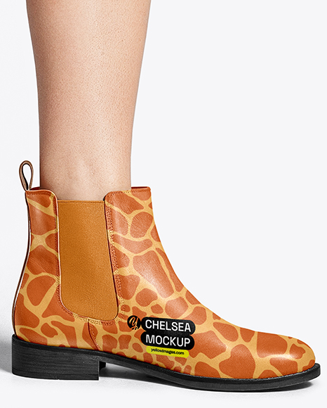 Chelsea Boots on Woman's Legs with Skirt Mockup