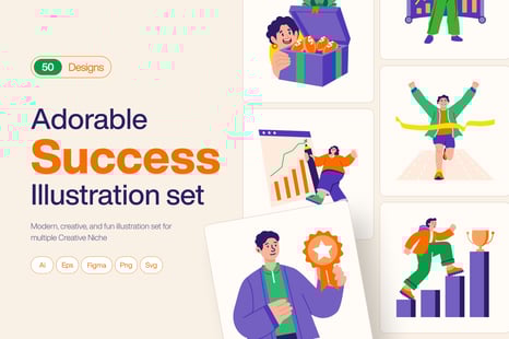Success Illustration Art Set
