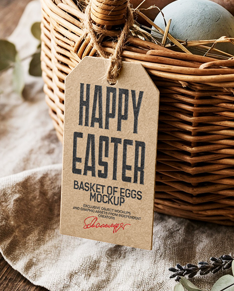 Easter Basket with Tag Mockup