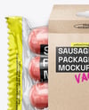 Clear Plastic Flow-Pack with Sausages in Kraft Paper Holder Mockup