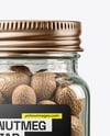 Square Glass Jar with Whole Nutmeg Mockup