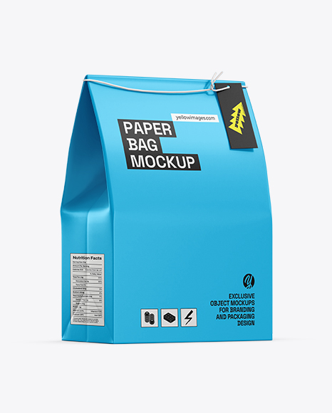 Paper Bag with Label Mockup – Half Side View - Product package mockup