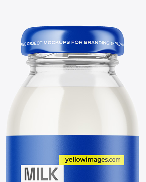 Clear Glass Bottle With Milk Mockup