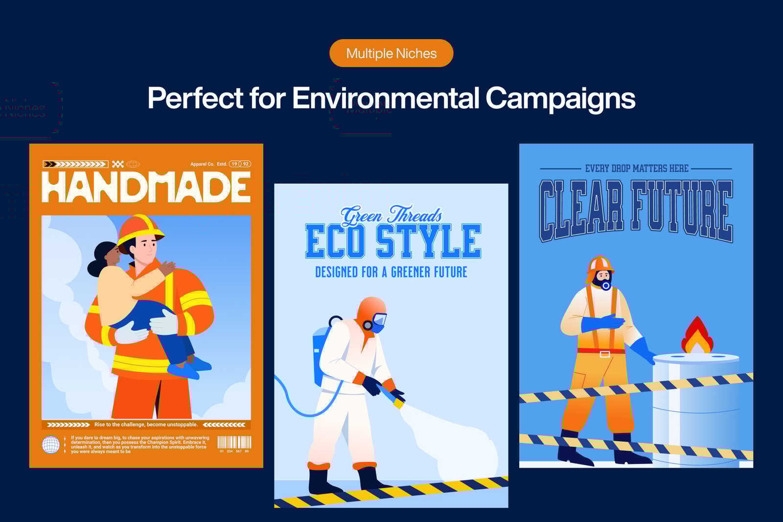 Firefighter Illustration Art Set