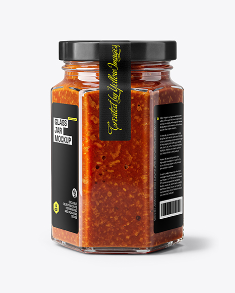 Glass Hexagonal Jar with Meat Ragu Mockup