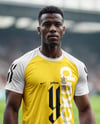 Soccer Player Wearing a Crew Neck Jersey and Shorts at the Stadium Mockup