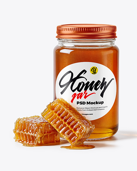 Glass Jar with Wildflower Honey Mockup - Realistic mockups