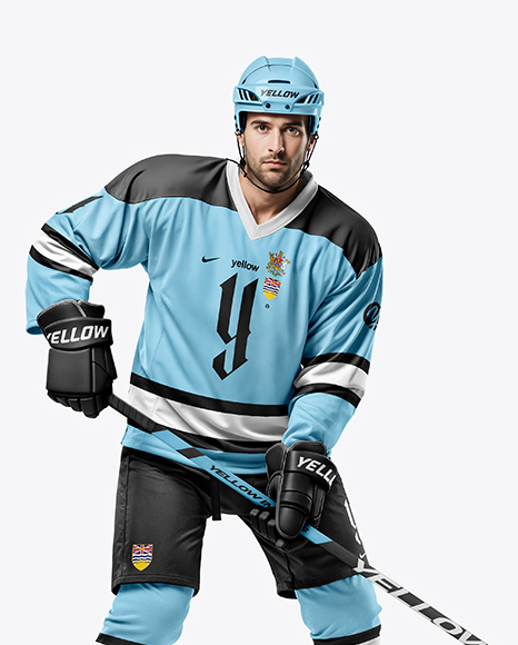 Man Wearing Full Ice Hockey Kit Mockup