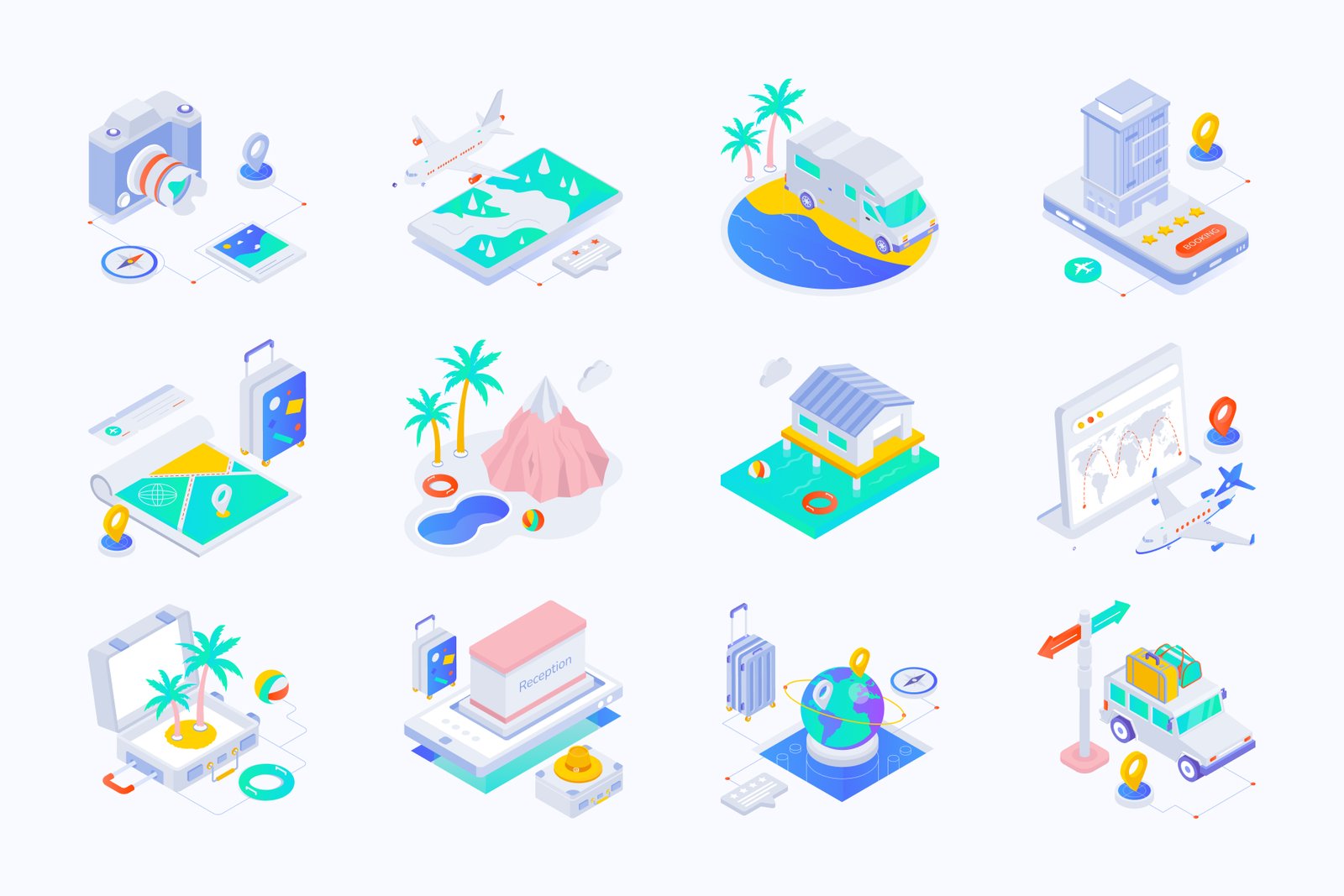 Travel Isometric Icons Pack