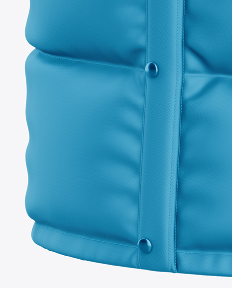 Men's Long Hooded Down Jacket Mockup - Half Side View