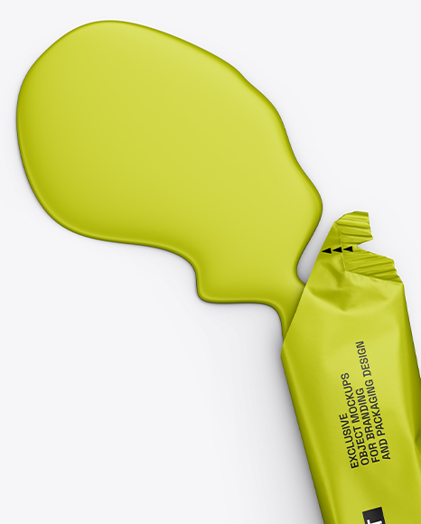 Opened Matte Stick Sachet with Liquid Mockup
