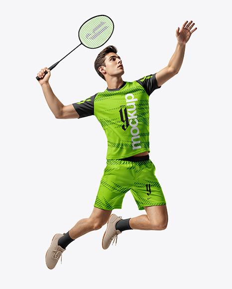 Man Wearing Badminton Uniform Mockup - Kit mockup psd