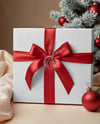 Square Gift Box wit Red Bow Mockup